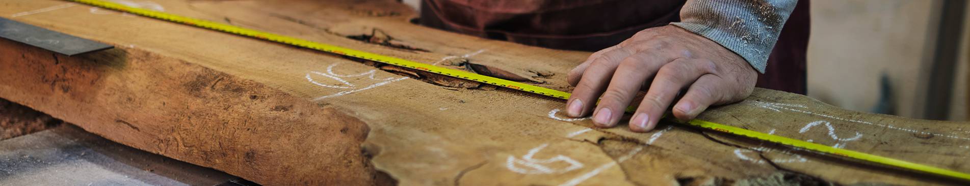 measuring wood slab